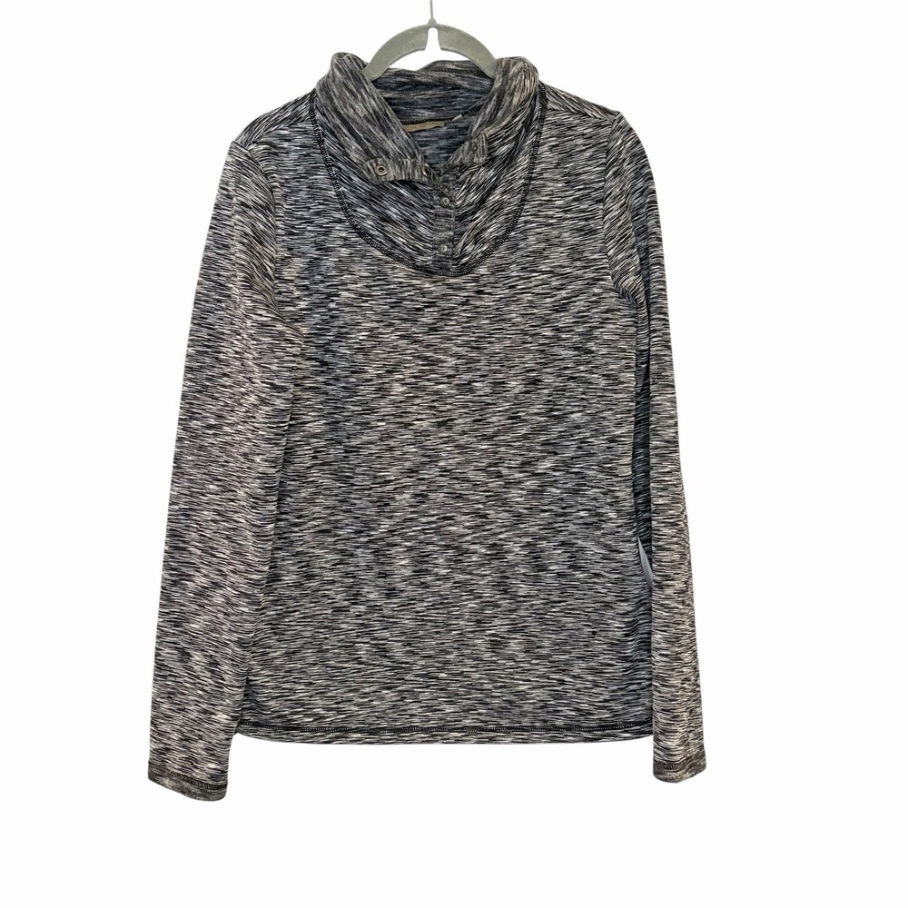 Athleta Coastal Pullover Womens Small Space Dye Gray Sweatshirt Funnel Neck Cozy